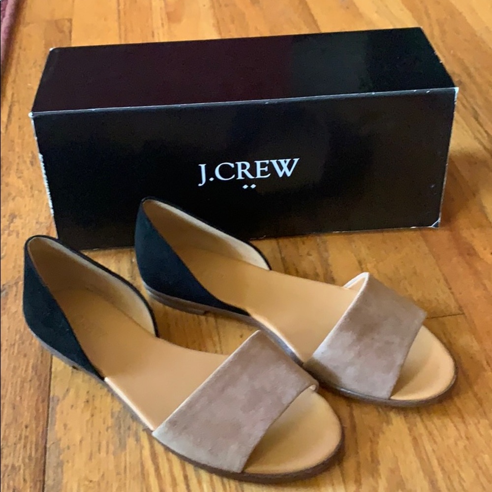 J. Crew Factory, Suede Peep-Toe Flats